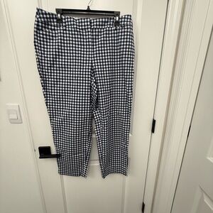 Talbots Perfect Crops Sunrise Blue Gingham Curvy Pants NWT